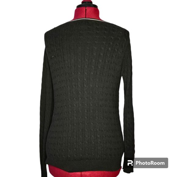 Lacoste Black Cable Knit Sweater | Size 42‎ | Large Equivalent | EUC | Classic - Picture 3 of 5